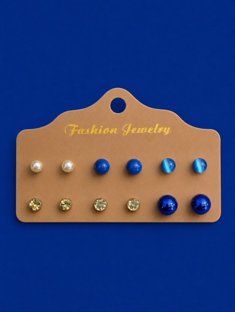 3/$30 Vintage Blue Ball and Rhinestone Stud Post Earrings
